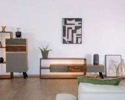 Meuble TV Contemporain Multi Matériaux Avec éclairage LED "Mezzo"