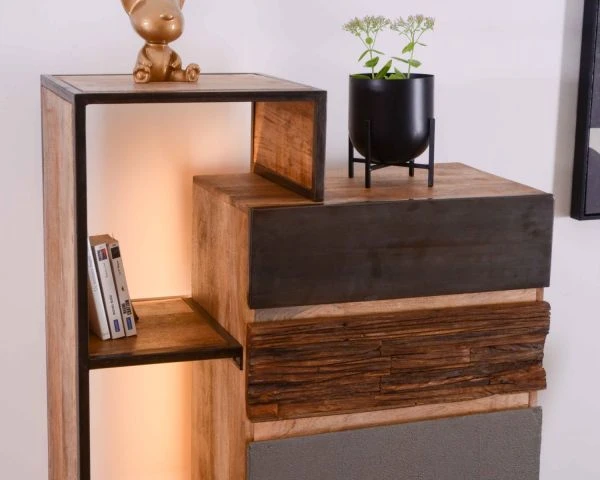 Meuble De Rangement Contemporain 1 Porte 2 Tiroirs 3 étagères "Mezzo" – Image 2