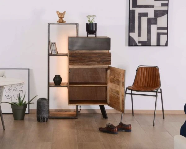 Meuble De Rangement Contemporain 1 Porte 2 Tiroirs 3 étagères "Mezzo" – Image 5