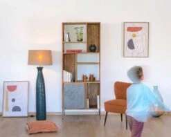 Bibliothèque Style épuré En Bois 7 Niches Et 1 Porte Pierre "Vulcain"