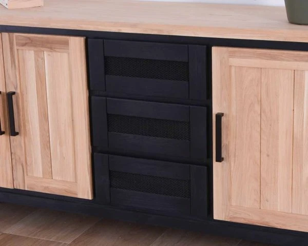 Grande Enfilade Bicolore Style Loft Bois Massif Et Métal « Ashland » – Image 4