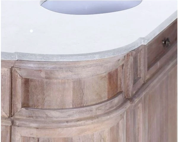 Meuble Salle De Bain 1 Vasque Manguier Massif Quartz Blanc "Églantine" – Image 4