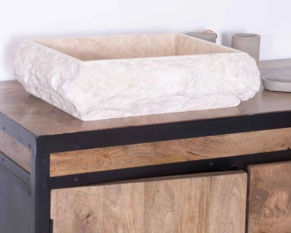 Vasque Rectangulaire En Marbre Naturel Beige "Stone" Intérieur Poli – Image 2