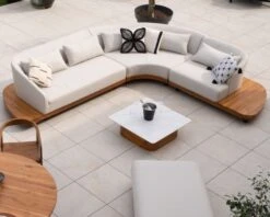 Canapé D'angle Extérieur écru Et Teck "Haruku Island" Retour Droit