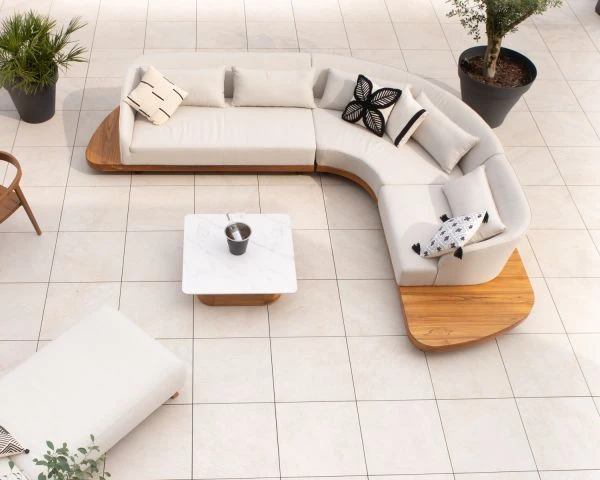 Canapé D'angle Extérieur écru Et Teck "Haruku Island" Retour Droit – Image 2