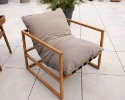Fauteuil De Jardin Relax Teck Et Tissu Sunbrella Taupe "Maluku Island"