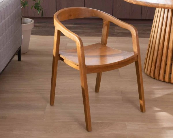 Chaise De Repas En Teck Design Esprit Retro "Juan" – Image 2