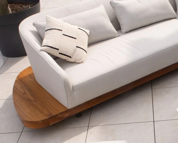 Canapé D'angle Extérieur écru Et Teck "Haruku Island" Retour Droit – Image 4