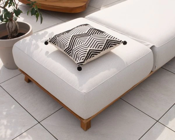 Chaise Longue Luxueuse Teck Et Tissu Sunbrella écru Sans Surpiqure "Lombok Chiné" – Image 7