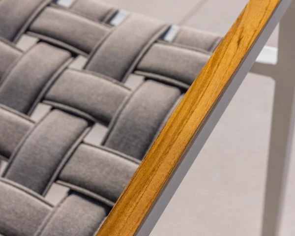 Lot De 2 Chaises De Repas élégantes Pour Extérieur Tissu Tressé Taupe Et Aluminium Blanc "Saint Tropez" – Image 8