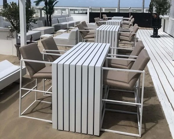 Table Haute Design En Aluminium Blanc 160cm "Java Island" – Image 4