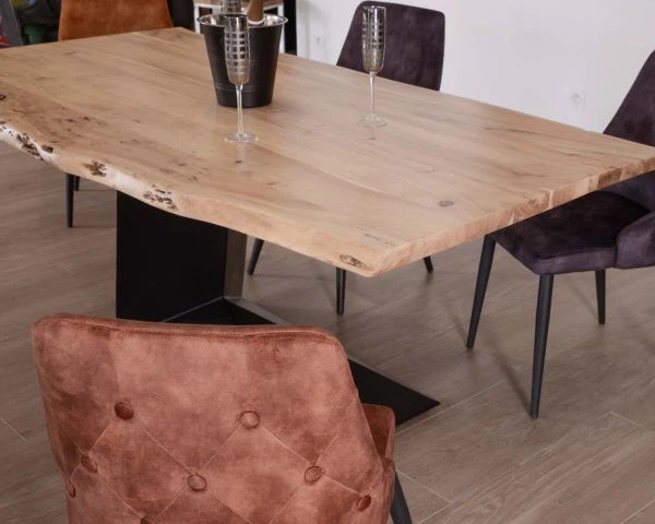 Table Contemporaine Acacia Naturel Et Métal Noir "Ruben" 200 Cm – Image 6