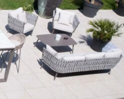 Salon D'extérieur Haut De Gamme Corde Tressée Grise Et Aluminium "Chinon"