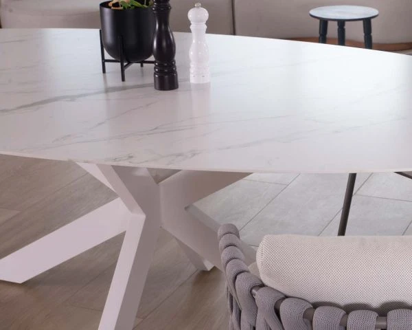 Table Elliptique Blanche 260 Cm En Céramique Et Pieds Aluminium 3D "Chinon" – Image 2