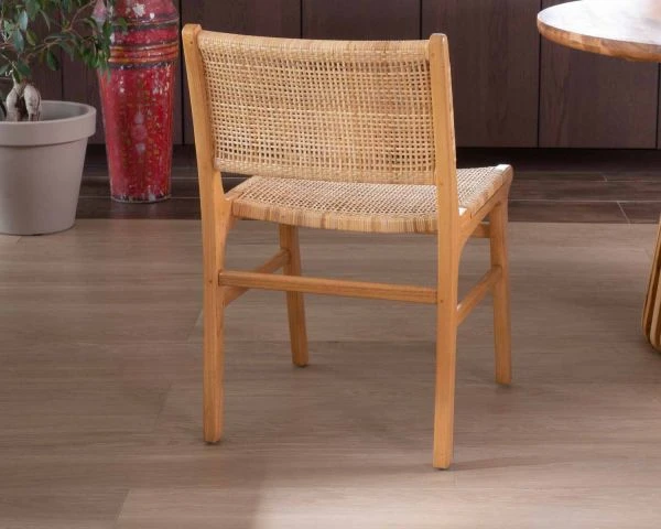 Chaise De Repas En Teck Et Rotin Naturel "Chatia" – Image 4