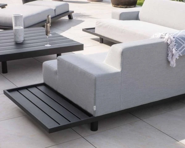 Chaise Longue Tissu Sunbrella Gris Clair Structure Aluminium Noire "Nusa Pedina" – Image 9