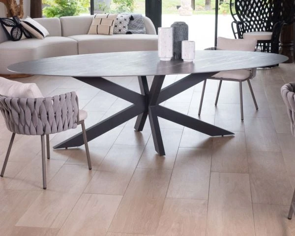 Table Design Noire Forme Elliptique En Céramique Et Pieds 3D "Chinon" 260 Cm – Image 2