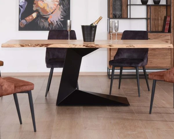 Table Contemporaine Acacia Naturel Et Métal Noir "Ruben" 200 Cm – Image 9