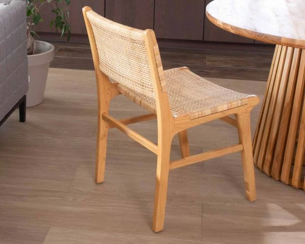 Chaise De Repas En Teck Et Rotin Naturel "Chatia" – Image 7
