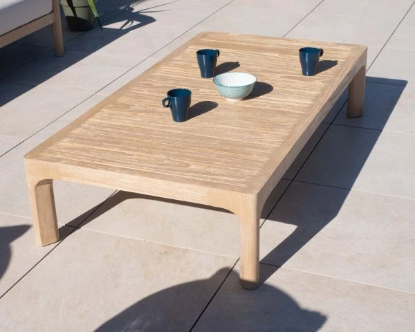 Table Basse Pour Salon D'extérieur En Teck Massif Brossé "Agosta" 150 Cm – Image 4