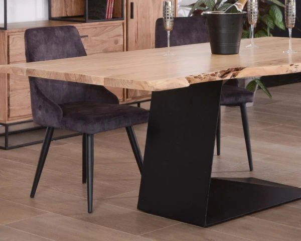 Table Contemporaine Acacia Naturel Et Métal Noir "Ruben" 200 Cm – Image 10