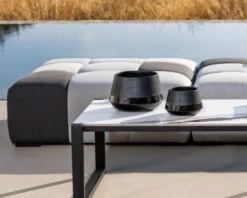 Pouf Ottoman Carré Tissu Sunbrella Gris Bi-teinte "Lazy Beach"