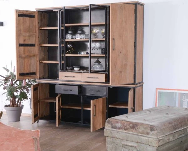 Grand Vaisselier Esprit Atelier Bois Massif Métal "Saturne Coeval" – Image 6