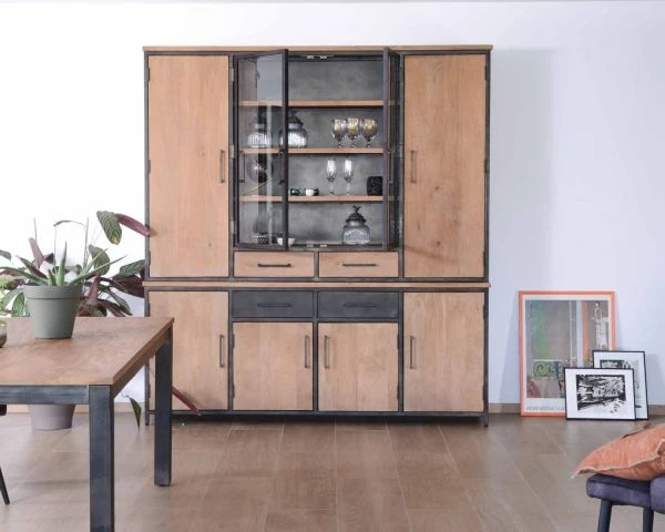 Grand Vaisselier Esprit Atelier Bois Massif Métal "Saturne Coeval" – Image 3