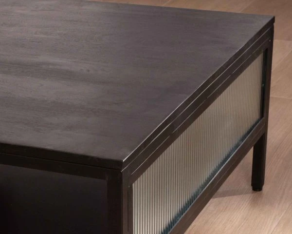 Table Basse Contemporaine Noire Double Plateau "Boston" 140cm – Image 3
