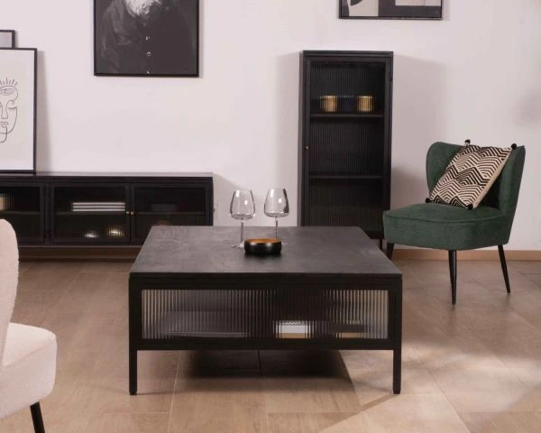 Table Basse Contemporaine Noire Double Plateau "Boston" 140cm – Image 2