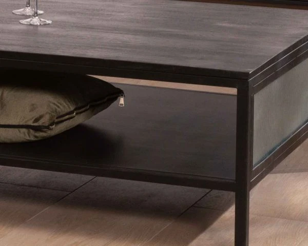 Table Basse Contemporaine Noire Double Plateau "Boston" 140cm – Image 4