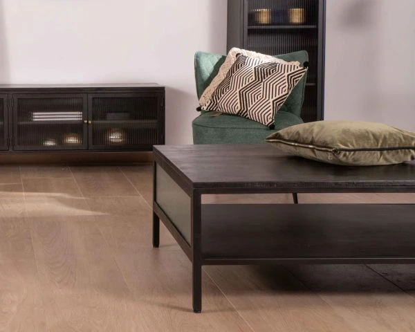 Table Basse Contemporaine Noire Double Plateau "Boston" 140cm – Image 5