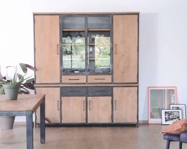 Grand Vaisselier Esprit Atelier Bois Massif Métal "Saturne Coeval"