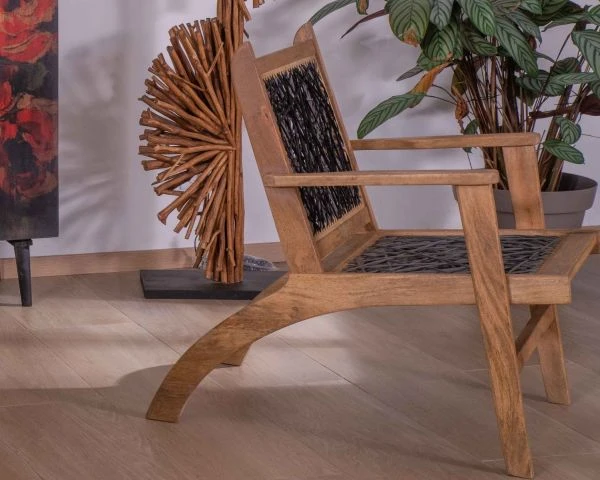 Fauteuil Ethnique Bas En Bois De Hêtre Et Cordages "Pop Vintage" – Image 7