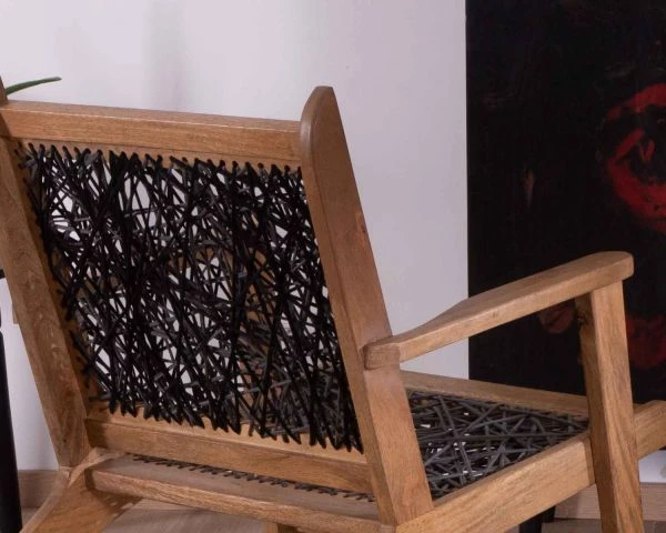 Fauteuil Ethnique Bas En Bois De Hêtre Et Cordages "Pop Vintage" – Image 8