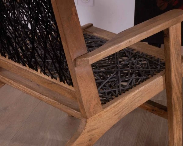 Fauteuil Ethnique Bas En Bois De Hêtre Et Cordages "Pop Vintage" – Image 6