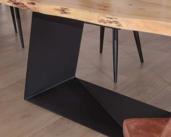 Table Contemporaine Acacia Naturel Et Métal Noir "Ruben" 200 Cm – Image 4