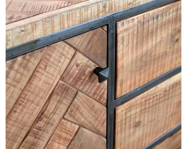 Bahut Massif Métal Et Bois 175 Cm "Bronx" – Image 2