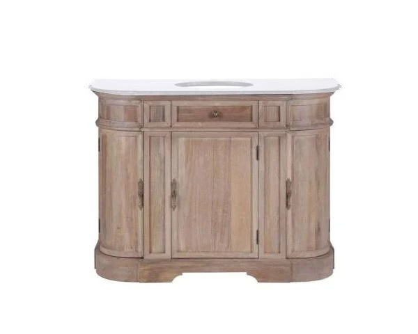 Meuble Salle De Bain 1 Vasque Manguier Massif Quartz Blanc "Églantine"