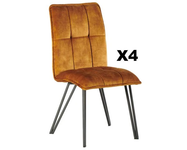 Lot De 4 Chaises Design Avec Dossier Haut Jaunes Et Noires "Vénus" – Image 2