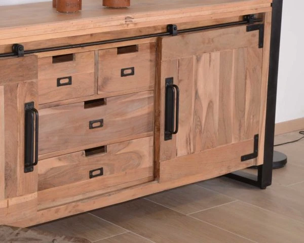 Buffet De Salle à Manger Industriel En Métal Et Bois 190cm "Montréal" – Image 6