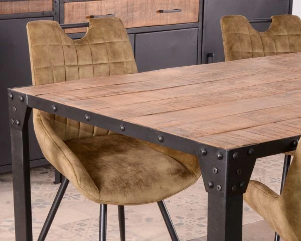 Table De Repas Industrielle Plateau Bois Et Métal "Atelier" 180 Cm – Image 4
