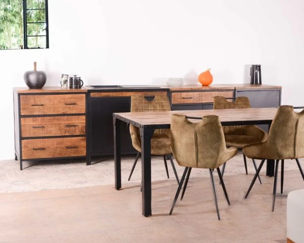 Table De Repas Industrielle Plateau Bois Et Métal "Atelier" 180 Cm – Image 2