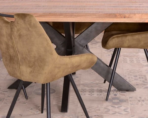 Table à Manger Carrée 140x140cm Bois Et Métal Industriel "Caractère" – Image 6