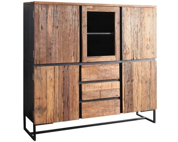 Buffet Style Rétro Acacia Avec Vitrine "Cachou Chic" – Image 8