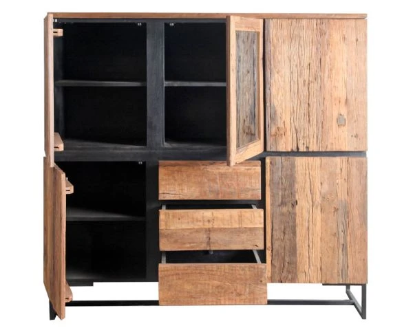 Buffet Style Rétro Acacia Avec Vitrine "Cachou Chic" – Image 9