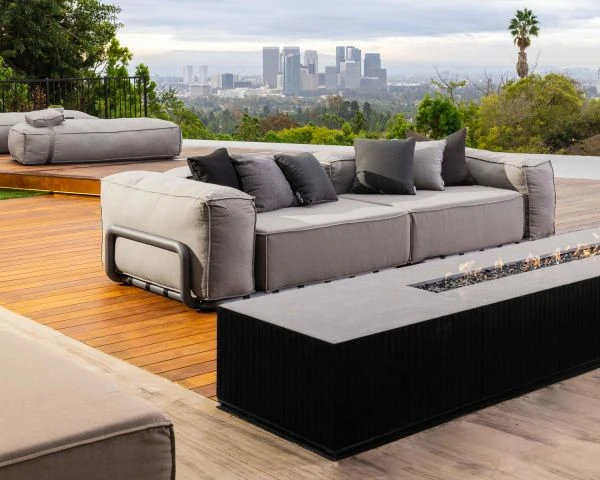 Grand Canapé De Terrasse Droit Modulaire Esprit Décontracté Tissu Gris "Escale" – Image 4