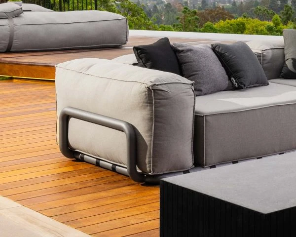 Grand Canapé De Terrasse Droit Modulaire Esprit Décontracté Tissu Gris "Escale" – Image 5