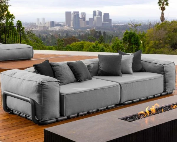 Grand Canapé De Terrasse Droit Modulaire Esprit Décontracté Tissu Gris "Escale" – Image 6