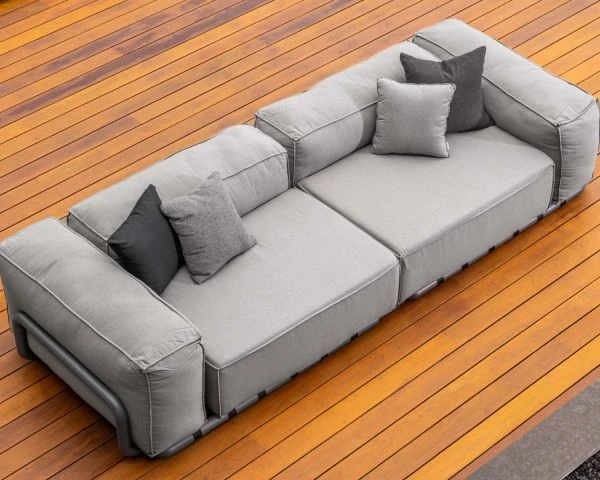 Grand Canapé De Terrasse Droit Modulaire Esprit Décontracté Tissu Gris "Escale" – Image 2